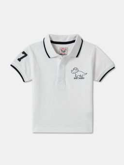 R&B - Boys White Cotton Half Sleeves Polo T-shirt