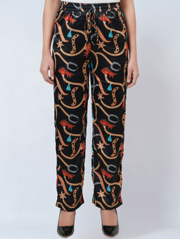 First Resort by Ramola Bachchan - Black Chain Print Pant
