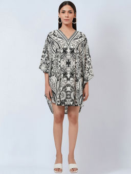 First Resort by Ramola Bachchan - White Paisley Mini Dress