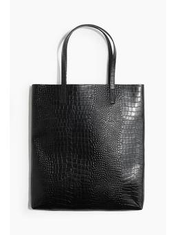 H&M - Men Black Leather Tote Bag