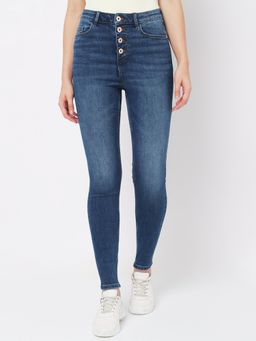 VERO MODA - Women Solid Blue Skinny High Waist Jeans