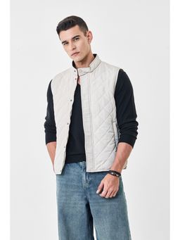 Snitch - Beige Quilted Sleeveless Regular Casual Jacket for Men
