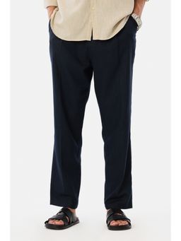 Snitch - Navy Plain Loose Trouser for Men