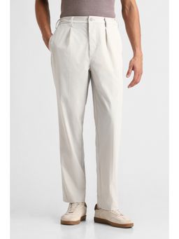 Snitch - White Plain Relaxed Casual Trouser for Men