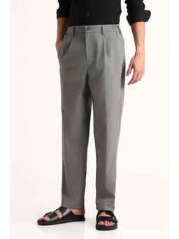 Snitch - Grey Plain Relaxed Casual Trouser for Men