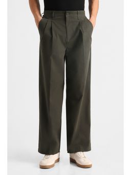 Snitch - Olive Plain Loose Casual Trouser for Men