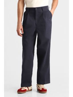 Snitch - Navy Plain Loose Casual Trouser for Men