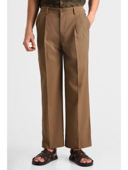 Snitch - Brown Plain Relaxed Formal Luxe Trouser for Men