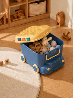 Little Surprise Box - Blue Cartoon Toy Bus Shaped Kids Mini Toys/Cars Storage Box
