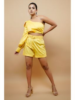 Ahi Clothing - Yellow Cotton Shorts Co-ord (Set of 2)