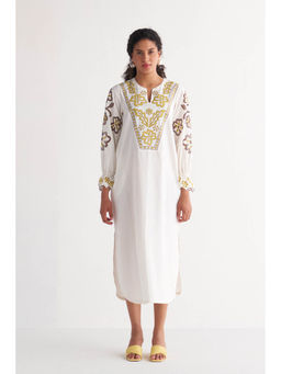 Shivani Bhargava - White Melange Cutwork & Cross-Stitch Shirt Dress