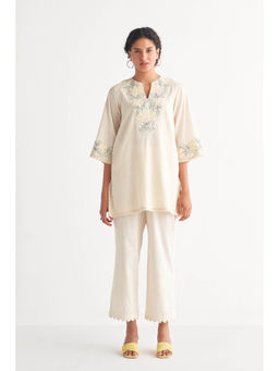 Shivani Bhargava - Contour Cross-Stitch Off-White Co-Ord (Set of 2)