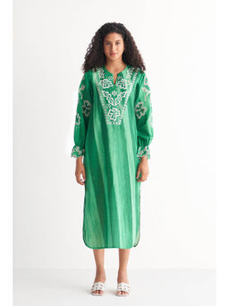 Shivani Bhargava - Green Melange Cutwork & Cross-Stitch Dress