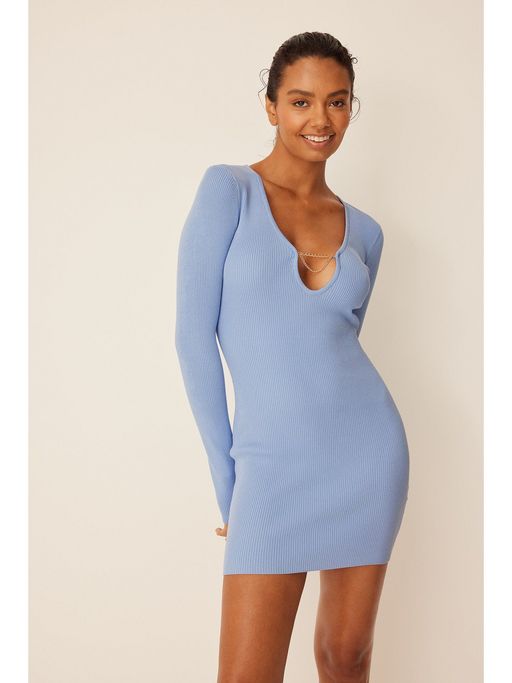 na kd blue knit dress NAKD knit open back dress – Lorna Luxe Closet main image 1