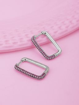 Carlton London - Rhodium-Plated Square Hoop Earrings