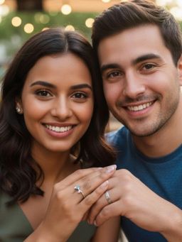 Accessher - Blue Ad Silver Reindeer Antler Couple Rings (Pack Of 2)