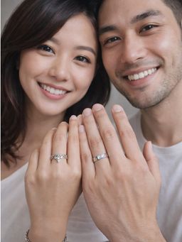 Accessher - Silver Love Ad Couple Rings Tiara Crown (Pack Of 2)