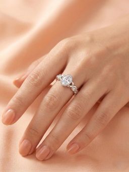 925 SILLER - Pure The Lattice Leaf Oval Solitaire