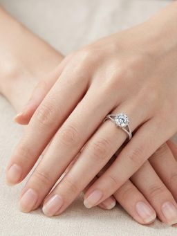 925 SILLER - Pure Round Crown Set Rope Ring