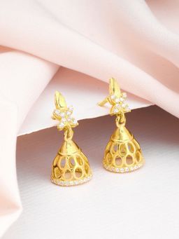 GIVA - Sterling Silver Golden Four Leaf Jhumki Earrings For Women