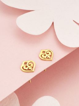 GIVA - Sterling Silver Golden Delicate Encarved Earrings For Women