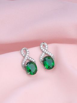 GIVA - Sterling Silver Green Stone Oval Earring For Women