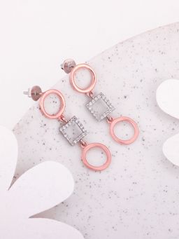 GIVA - Sterling Silver And Rose Gold Gleaming Geometric Earrings For Women