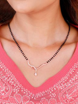 GIVA - Sterling Silver Rose Gold Enchanted Knot Mangalsutra For Women