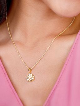 GIVA - Golden Serene Floral Pendant With Link Chain For Women