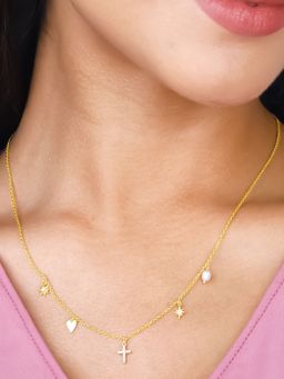 GIVA - Sterling Silver Golden Symphony Necklace For Women