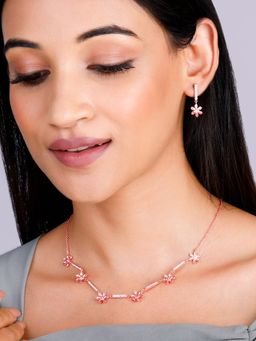GIVA - Sterling Rose Gold Flowery Bliss Set For Women