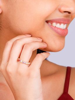 GIVA - Sterling Silver Golden Heavenly Affection Ring For Women