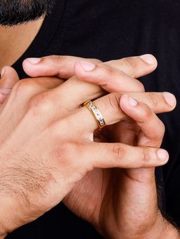 GIVA - Sterling Silver Golden Subdued Elegance Ring for Men