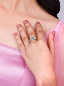 GIVA - Sterling Silver Bold Blue Brilliance Ring For Women