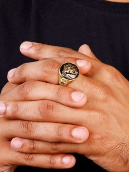 GIVA - Sterling Silver Golden Roar Of Tiger Ring for Men