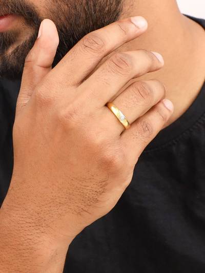 Sterling Silver Golden Heart Hero Ring for Men