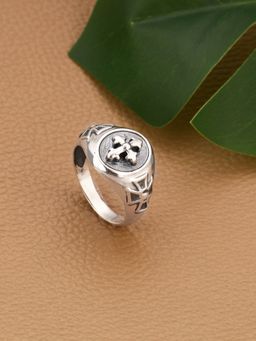 GIVA - Sterling Silver Engraved Noir Ring for Him for Men