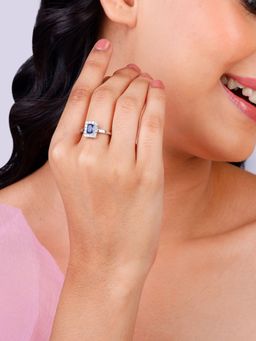 GIVA - Sterling Silver Blue Stone Ring For Women