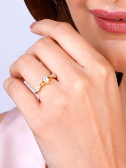 GIVA - Sterling Silver Golden Sparkling Path Ring For Women