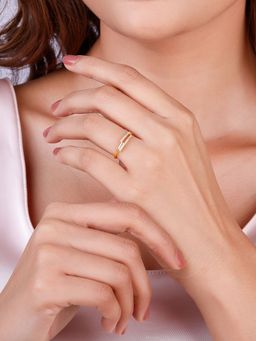 GIVA - Sterling Silver Golden Stacked Chic Ring For Women