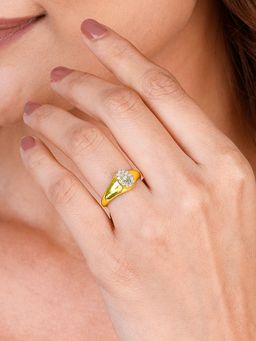 GIVA - Sterling Silver Golden Regal Ring For Women