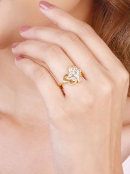 GIVA - Sterling Silver Golden Bloom Bling Ring For Women