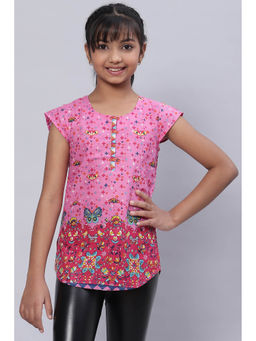 Biba - Girls Cotton Pink Kurta