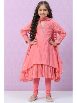 Biba - Girls Cotton Orange Kurta with Leggings and Dupatta (Set of 4)