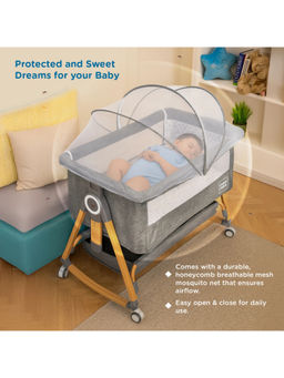 Mee Mee - Cradle For New Born Baby & Swing Anti Sleep Tilt Mode,Ultra-Light Electric-Grey