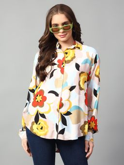 KOTTY - Women Multi-Color Oversized Printed Cotton Blend Shirt