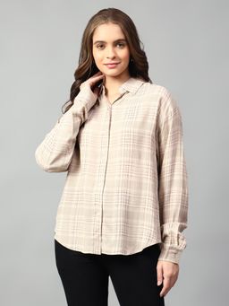 KOTTY - Women Beige Oversized Printed Shirt