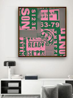 The Art House - Green Pink Abstract Framed Wall Painting