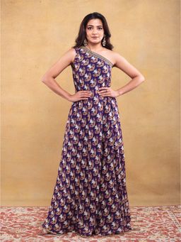 Vama Asher - Navy Blue One Shoulder Dress