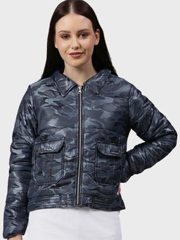 Campus Sutra - Blue Printed Jacket